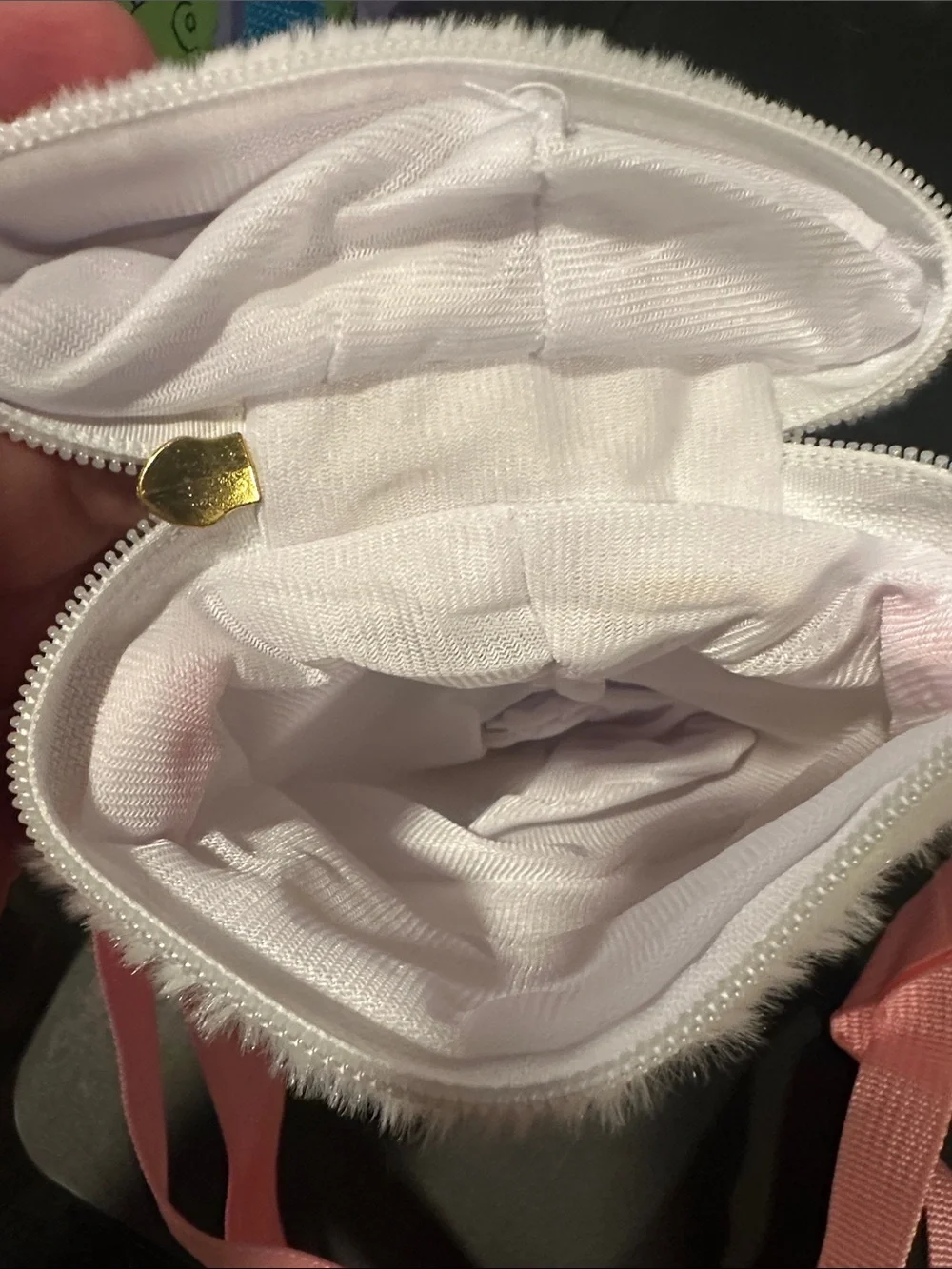 Hello Kitty Style White Plush Crossbody Bag for Kids with Pink Strap